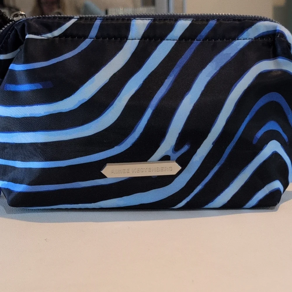 Aimee Kestenberg Black and Blue Patterned Cosmetics Bag